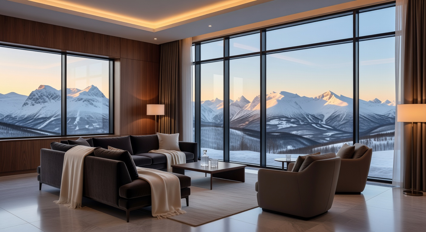 Luxurious Mountain View Suite with wide windows