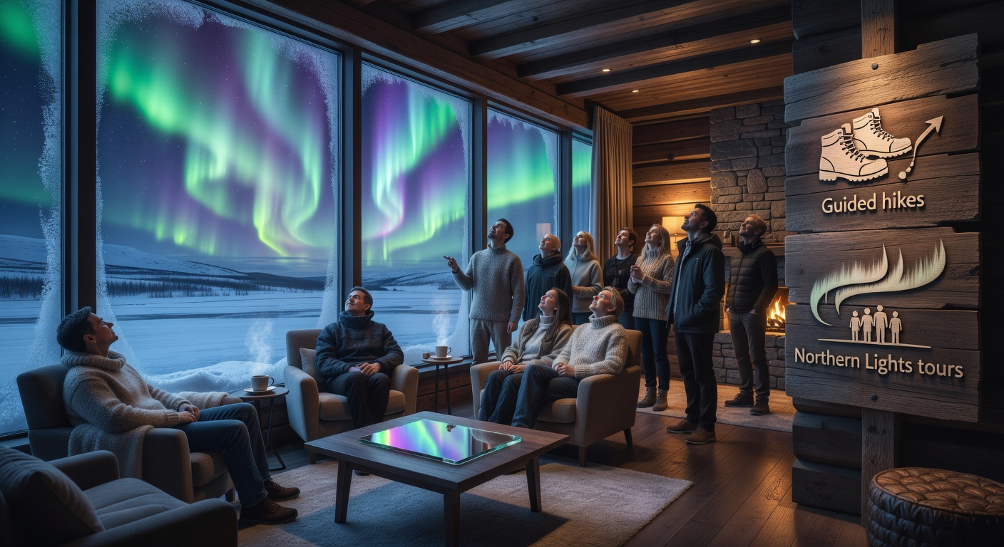 People watching the Northern Lights